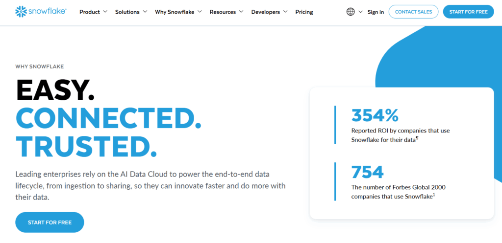 Snowflake homepage